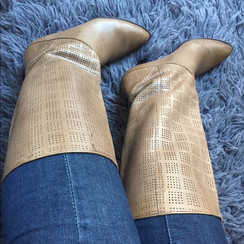 Vintage Brazilian leather boots, mini perforation